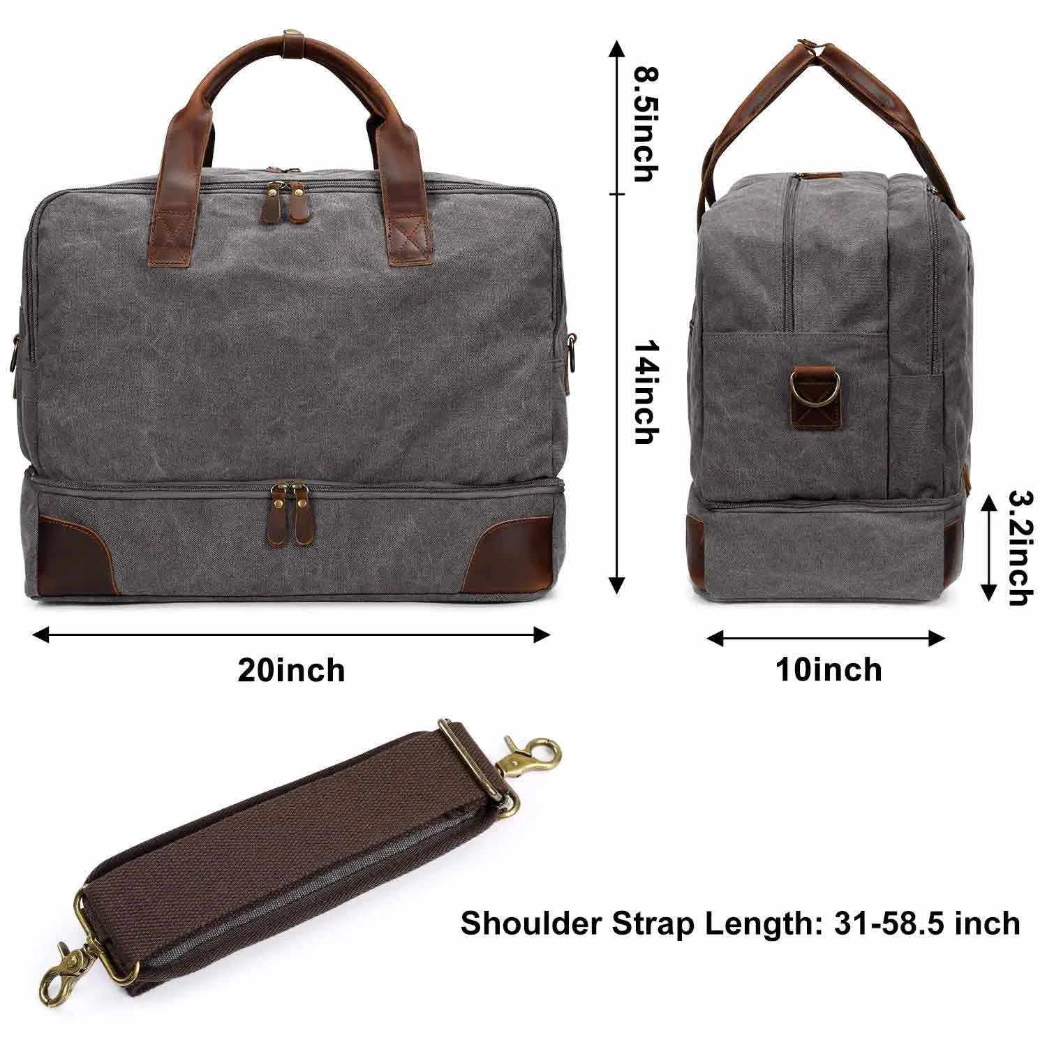 45L Large Canvas Weekender Duffel Bag