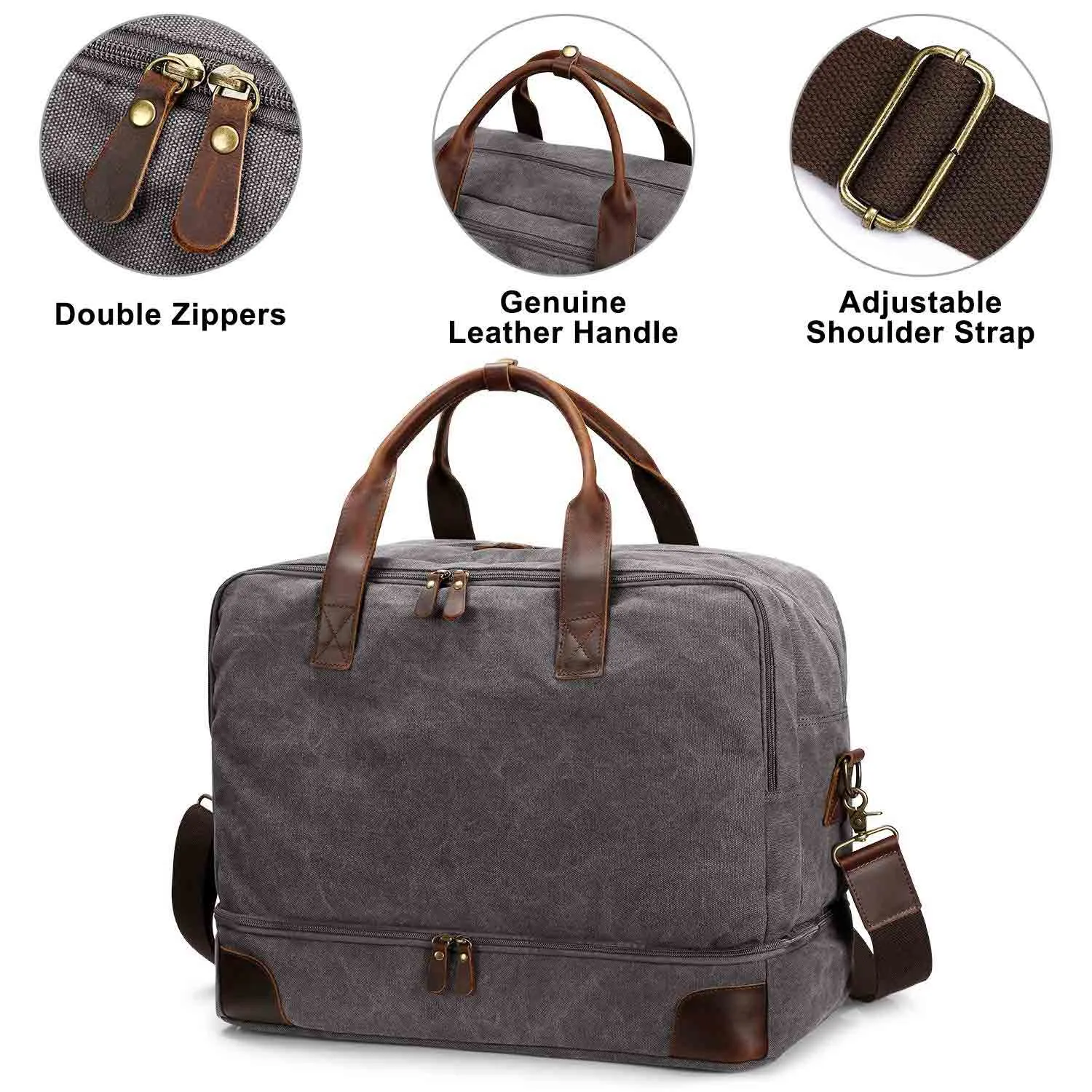 45L Large Canvas Weekender Duffel Bag