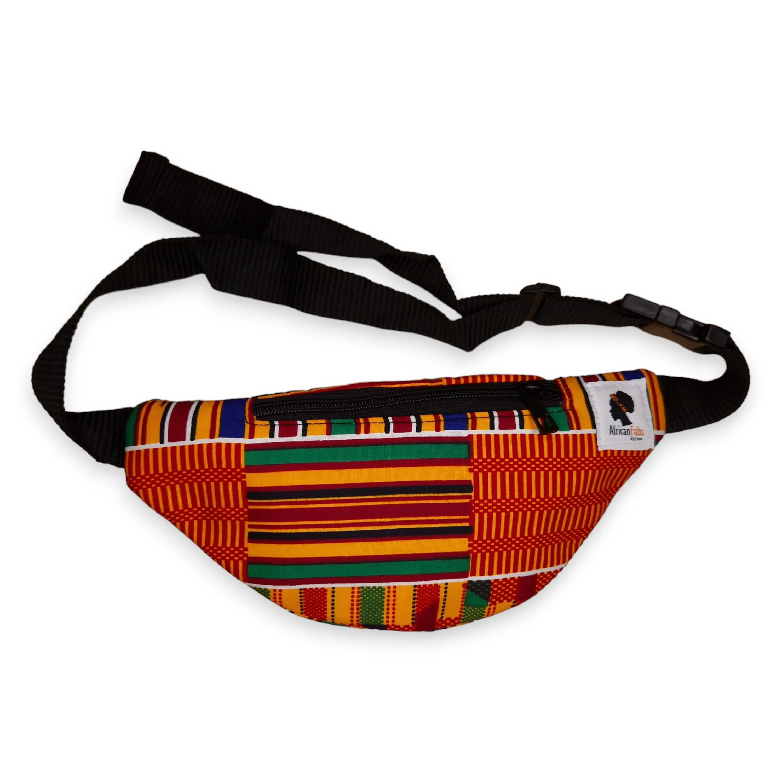 African Print Fanny Pack - Orange / yellow kente - Ankara Waist Bag / Bum bag / Festival Bag with Adjustable strap