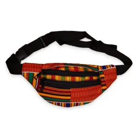 African Print Fanny Pack - Orange / yellow kente - Ankara Waist Bag / Bum bag / Festival Bag with Adjustable strap