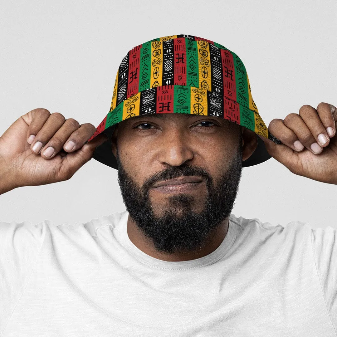 African Symbols In Pan-African Colors Bucket Hat