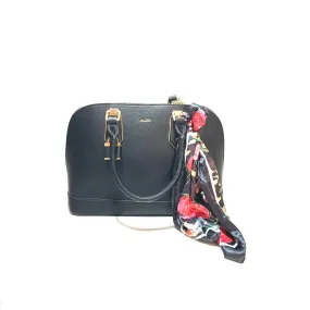 ALDO Black Leatherette Satchel with Printed Scarf | Gently Used |