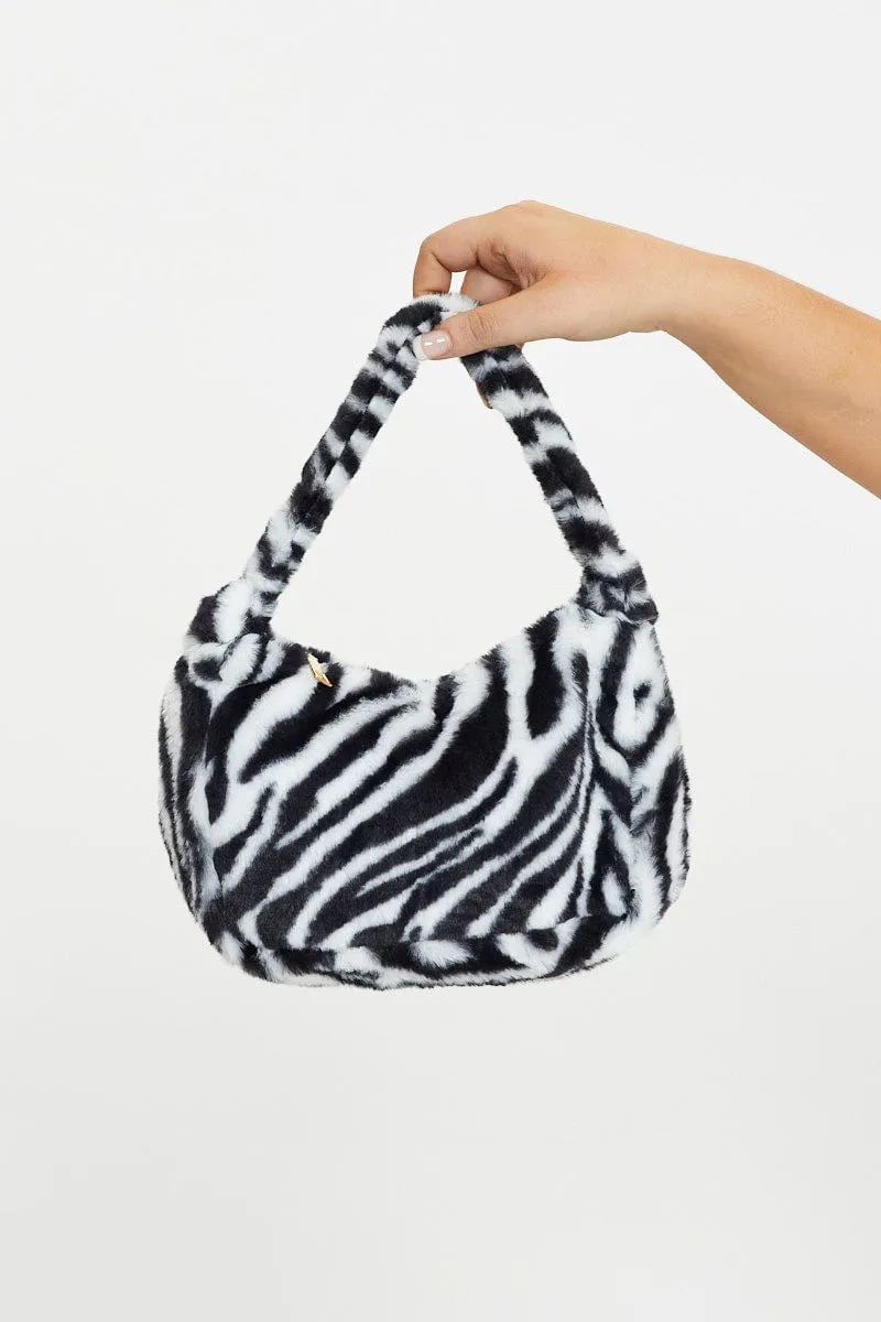 Animal Print Plus Zebra Fur Hobo Shoulder Bag