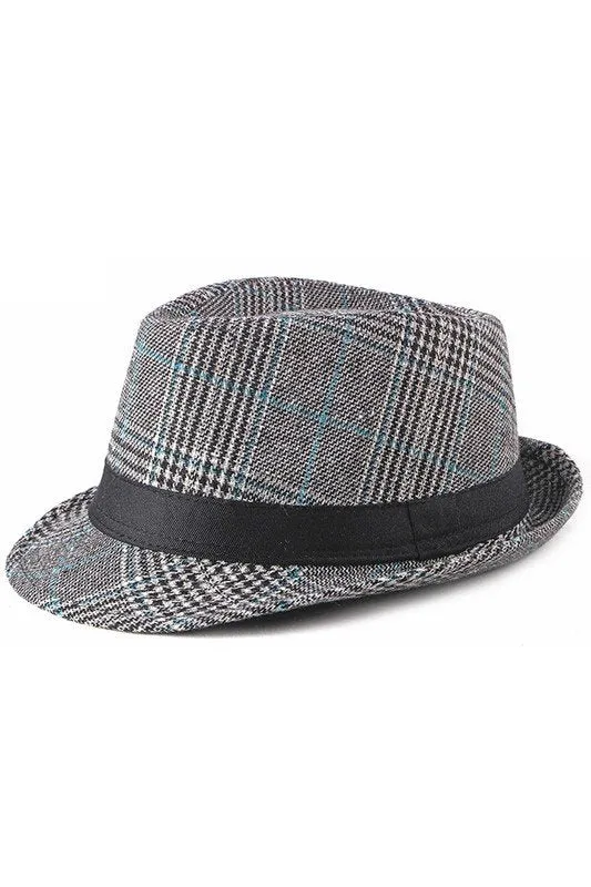 BASIC SIMPLE PLAID CASUAL FEDORA