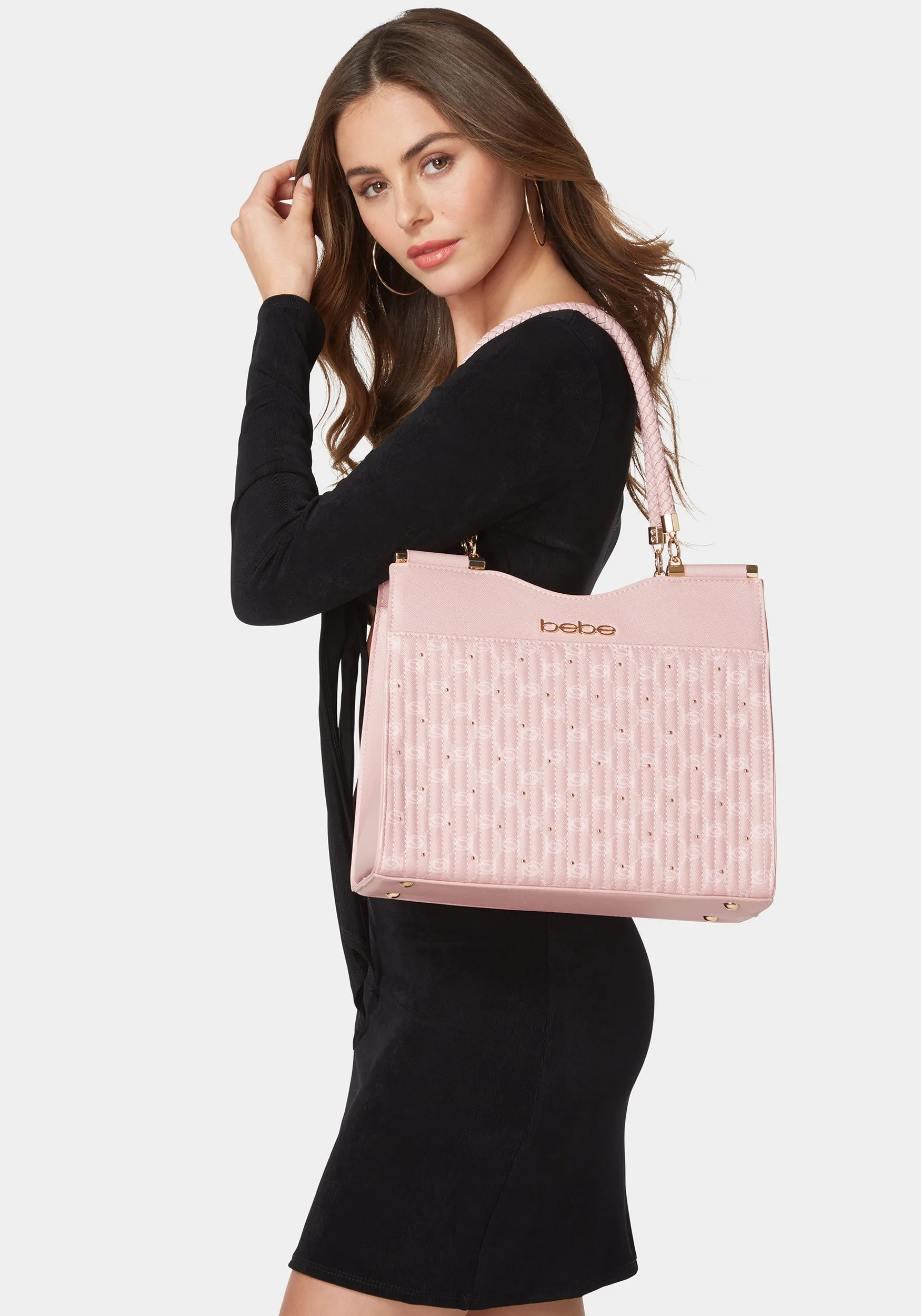 Bebe Cinzia Printed Monogram Satchel