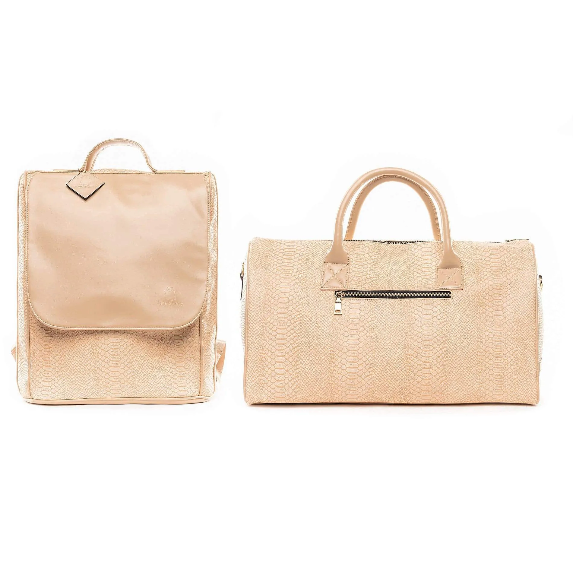 Beige Apollo 1 Faux Snakeskin Travel Set