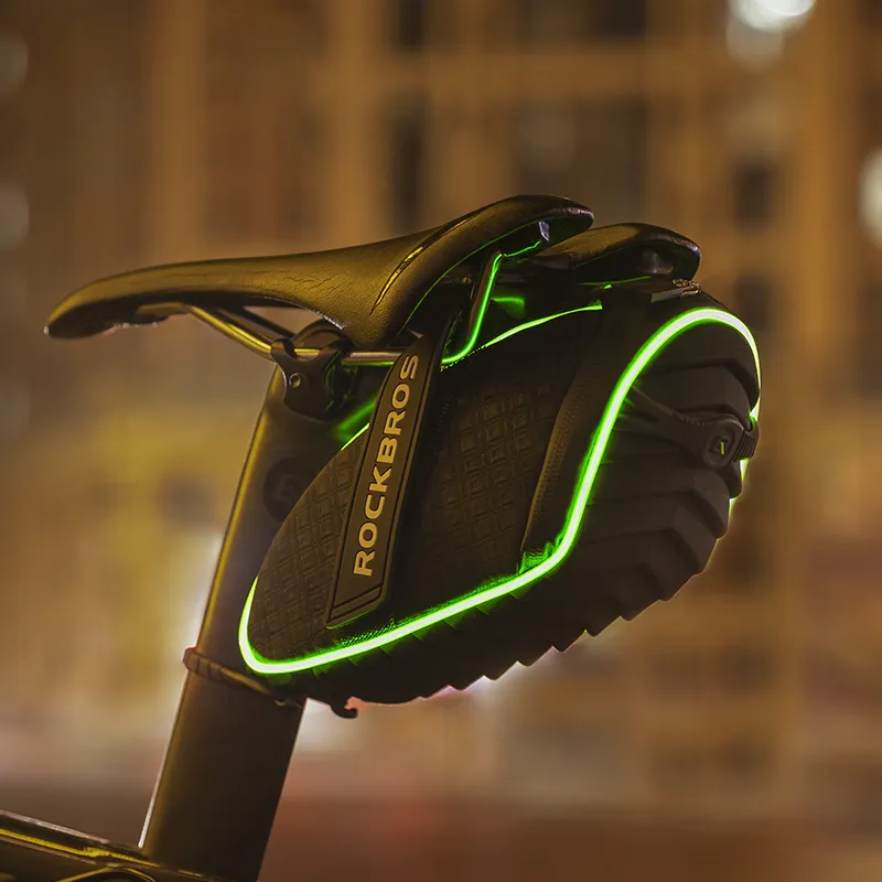 Bicycle Tail Bag With Lights Glow At Night