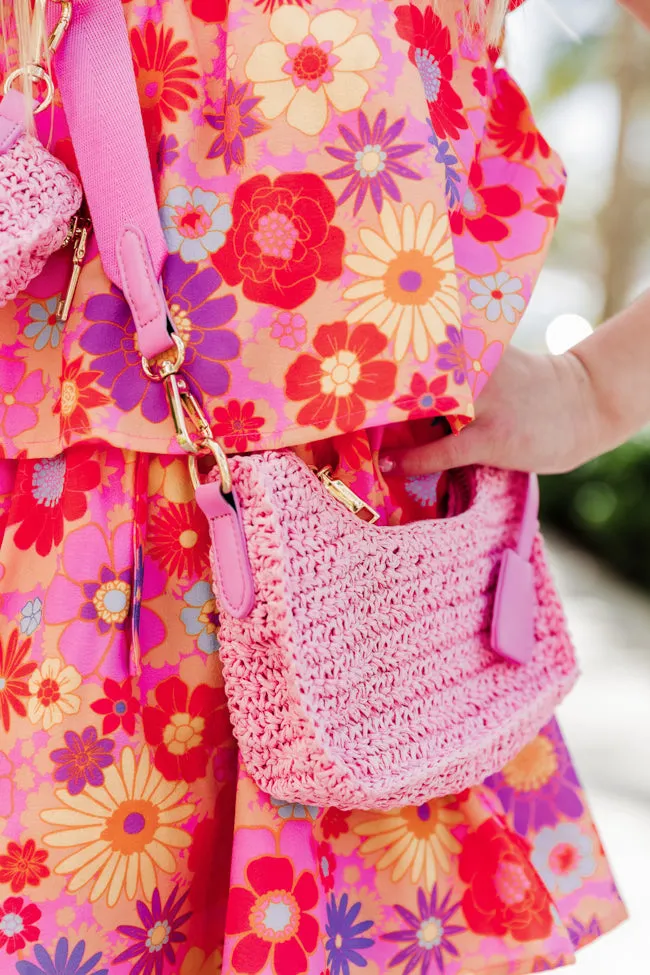 Boardwalk Bay Mini Woven Pink Crossbody