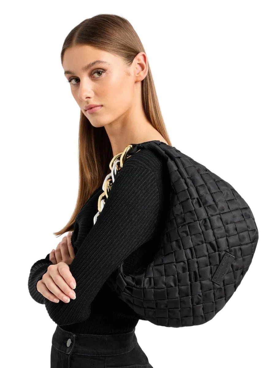 Borsa Hobo in Nylon con Manico a Catena