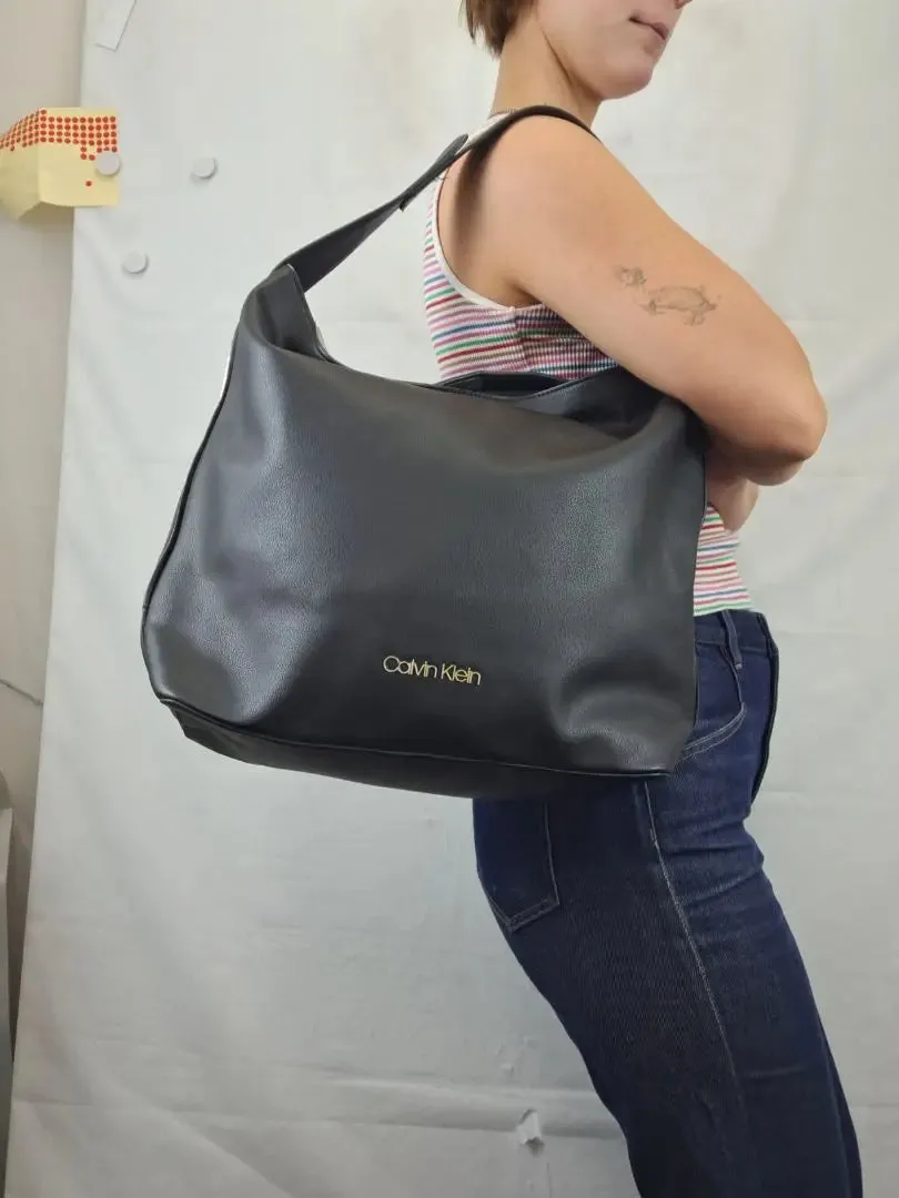 Calvin Klein Black Classy PU Hobo Bag