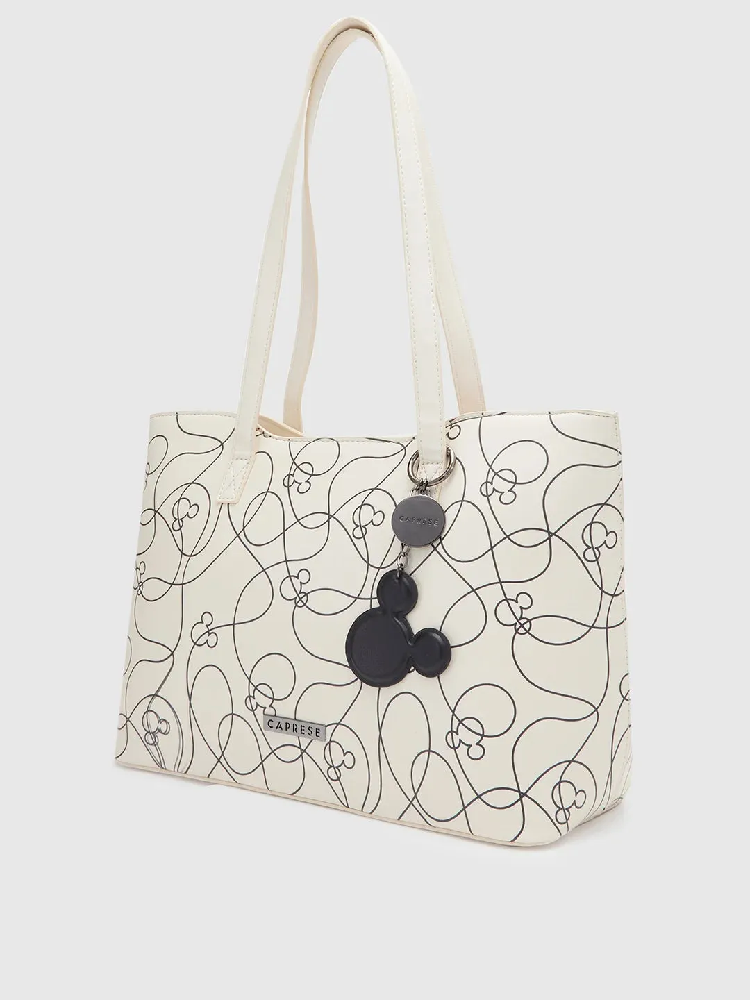 Caprese Disney Inspired Printed Mickey Mouse Collection Satchel Medium Handbag White