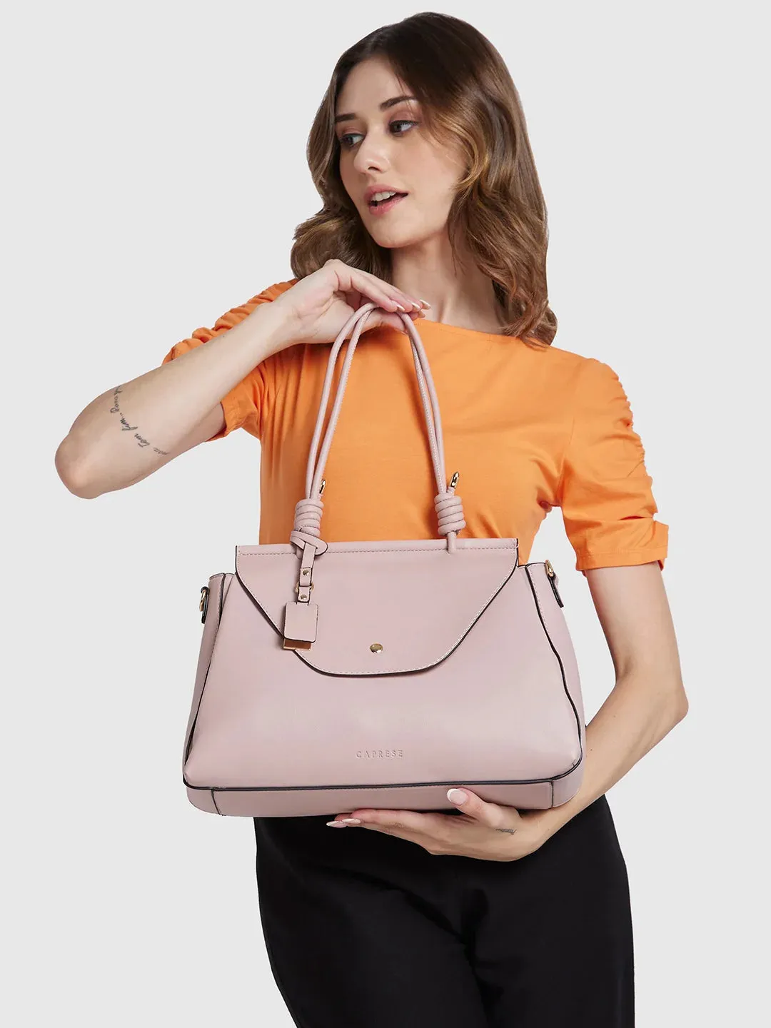 Caprese Evalina Satchel Large Dull Pink