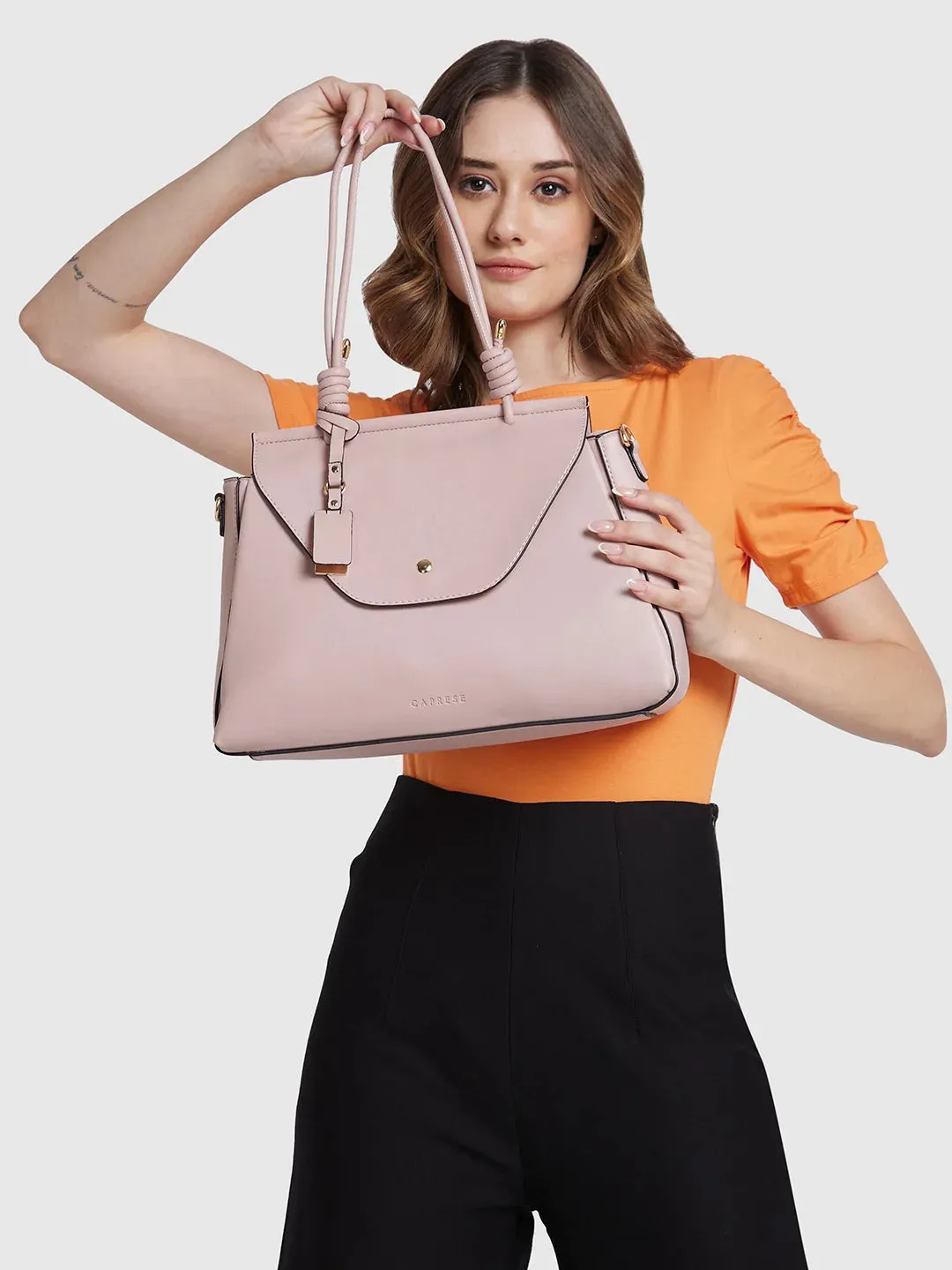 Caprese Evalina Satchel Large Dull Pink