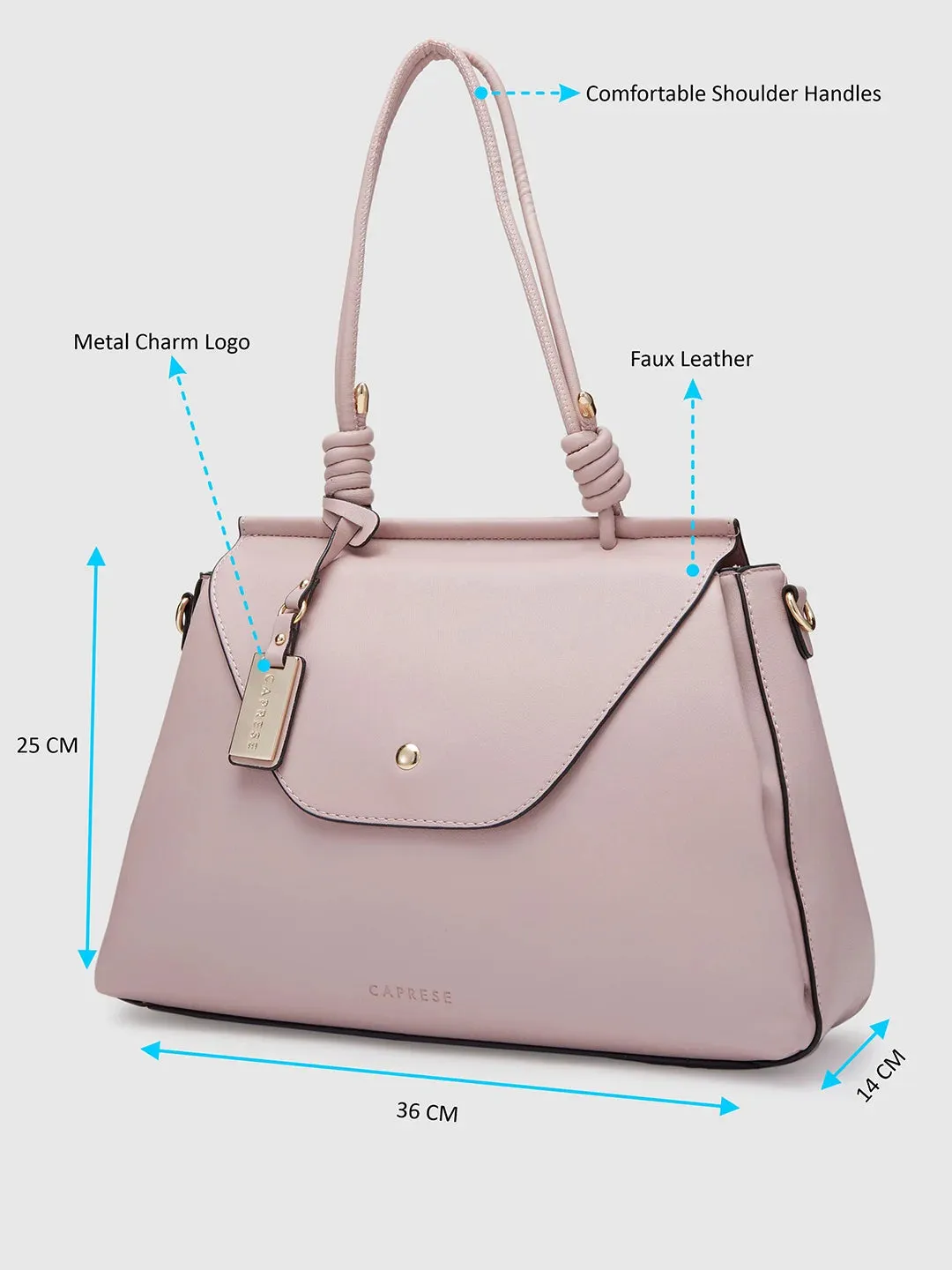 Caprese Evalina Satchel Large Dull Pink