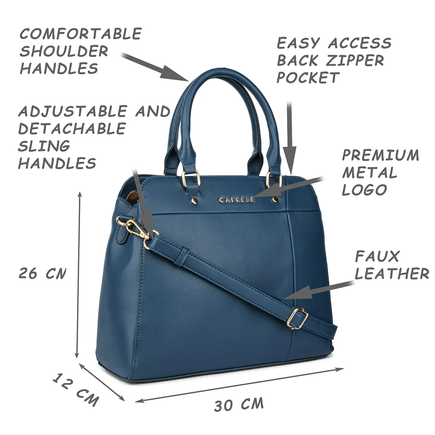 Caprese Keera Satchel Medium Blue