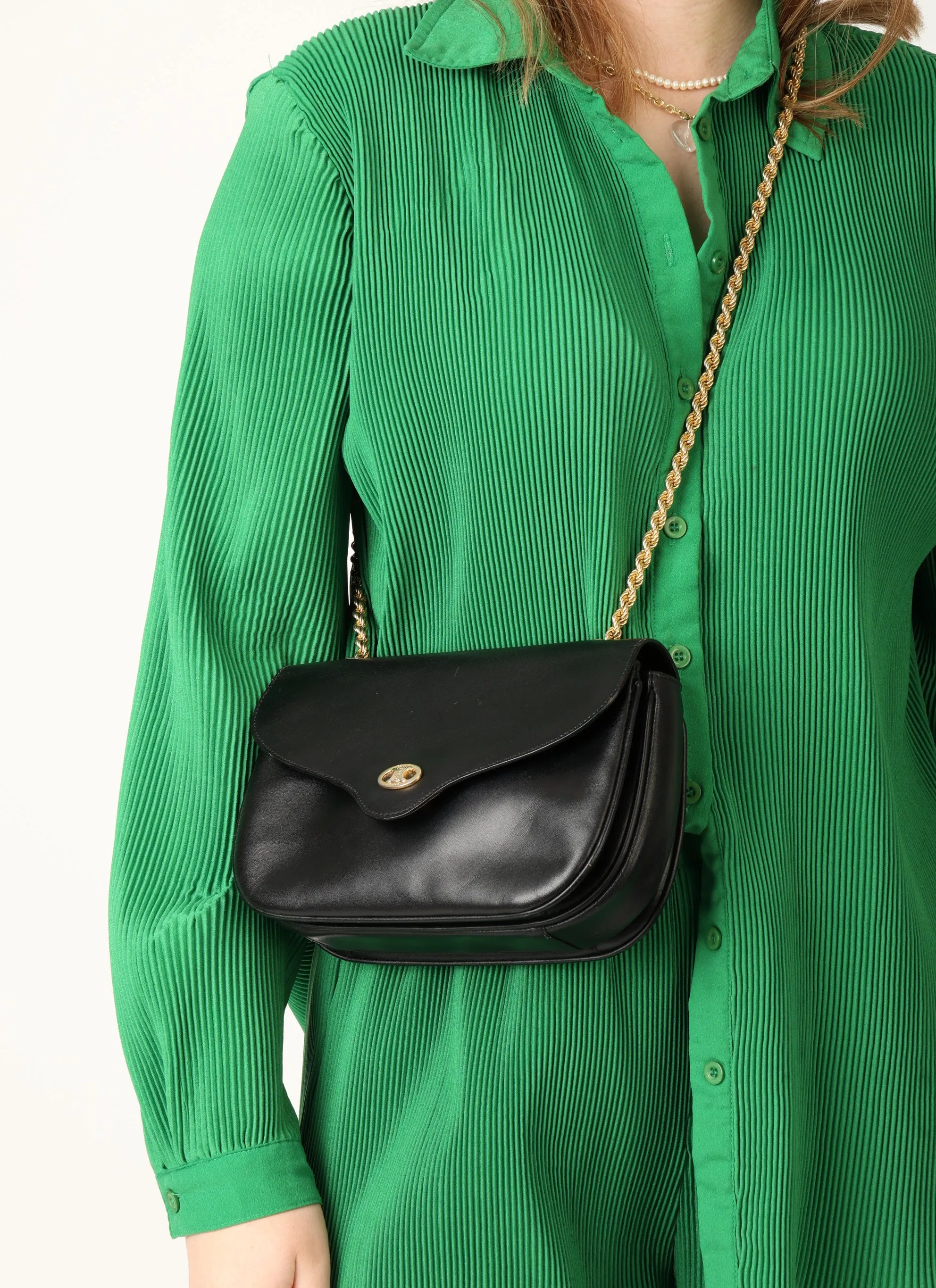 Celine Boxcalf Chain Shoulder Bag