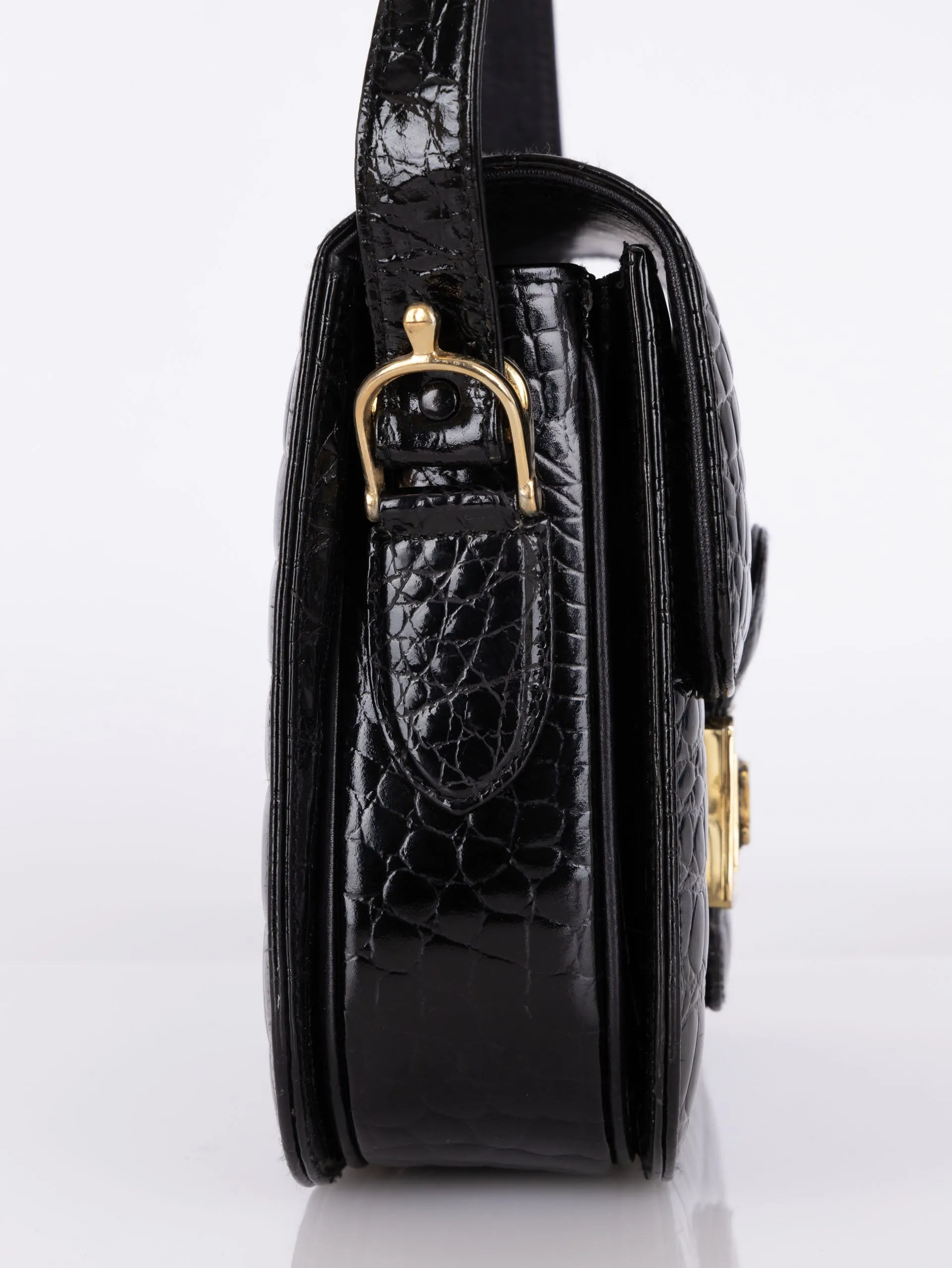 Celine Croc Embossed Triomphe Shoulder Bag