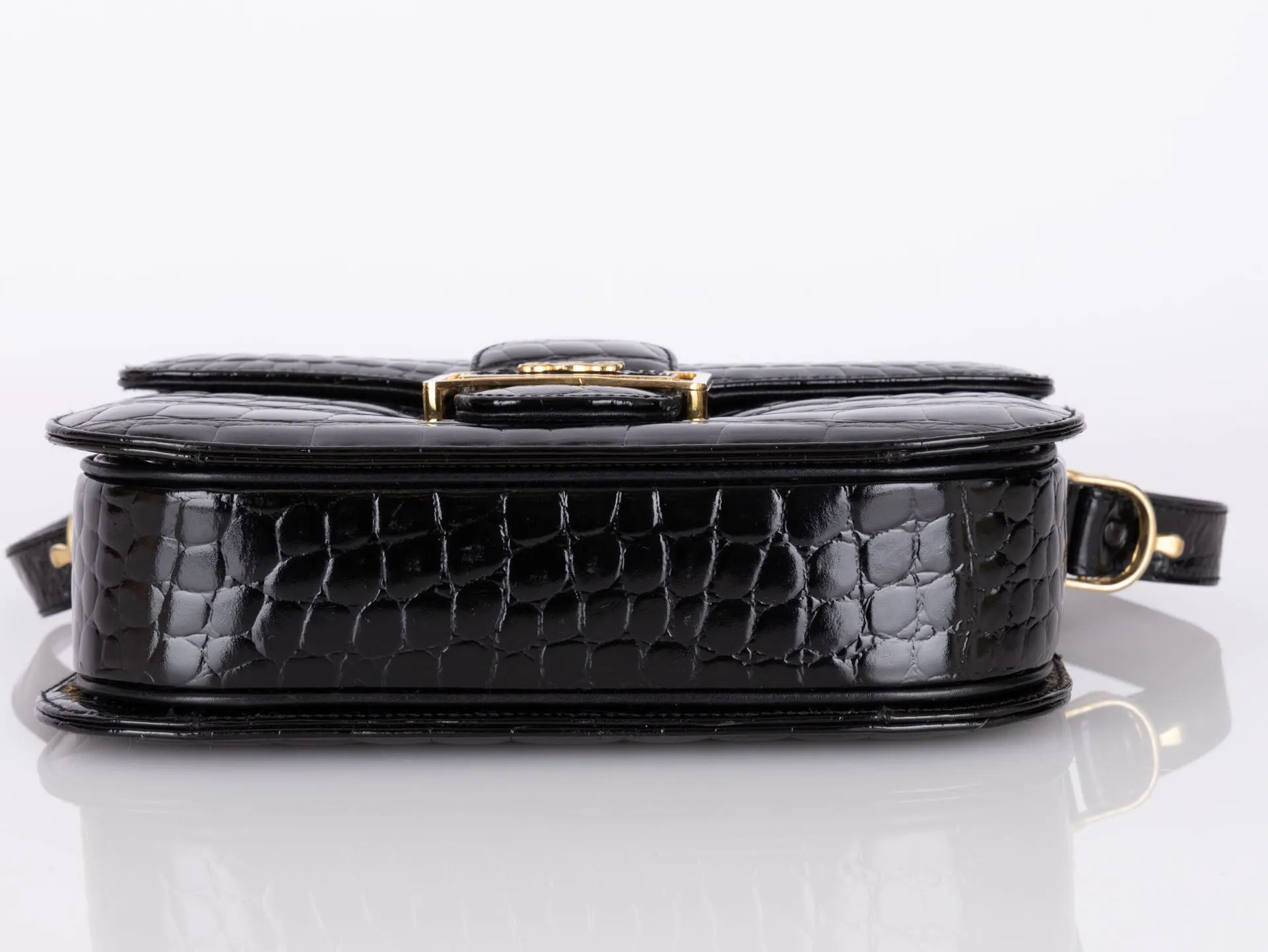 Celine Croc Embossed Triomphe Shoulder Bag