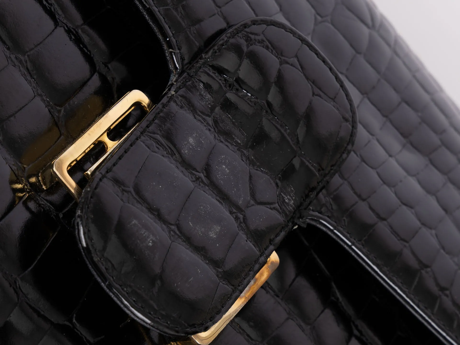 Celine Croc Embossed Triomphe Shoulder Bag