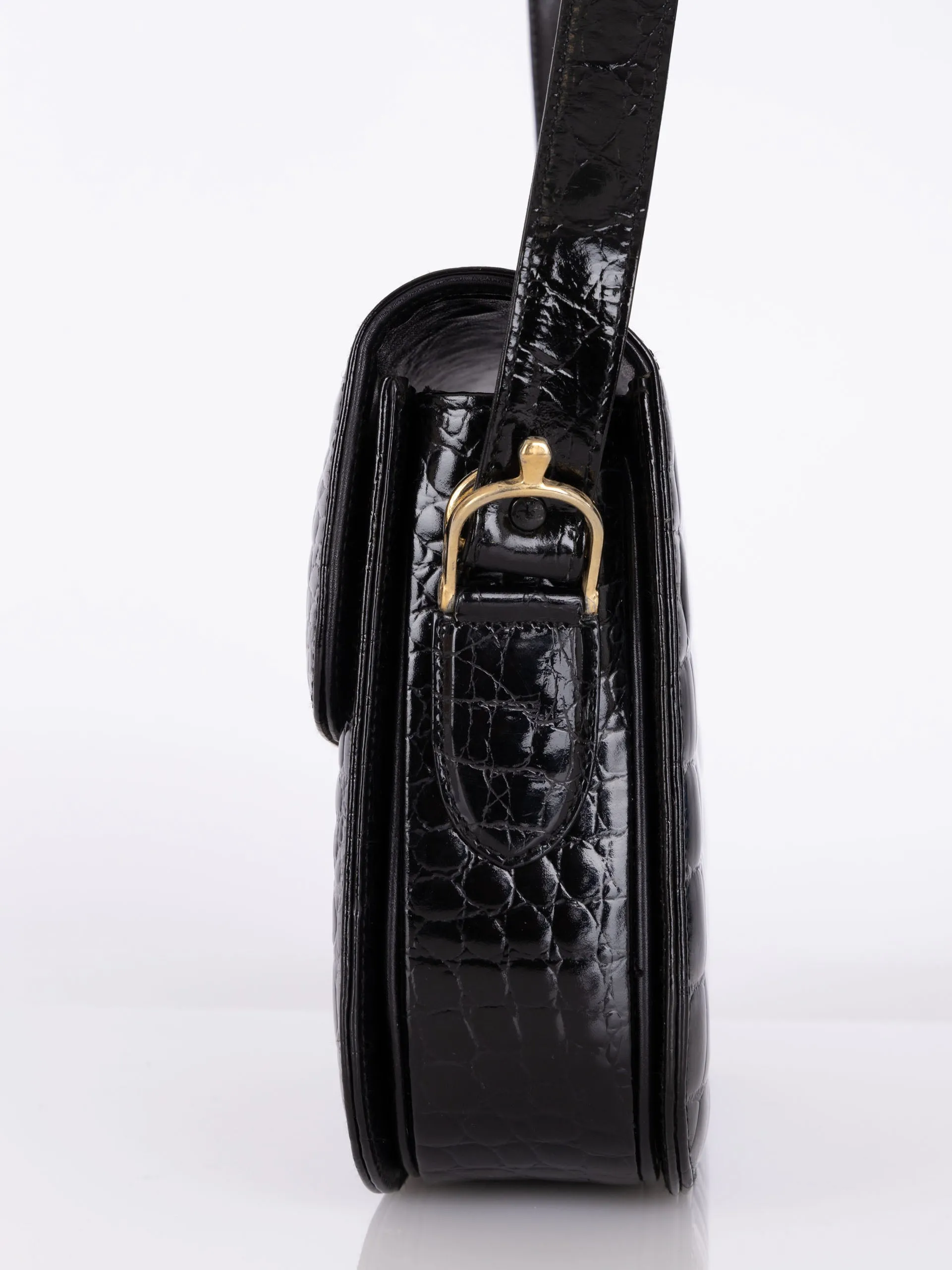 Celine Croc Embossed Triomphe Shoulder Bag