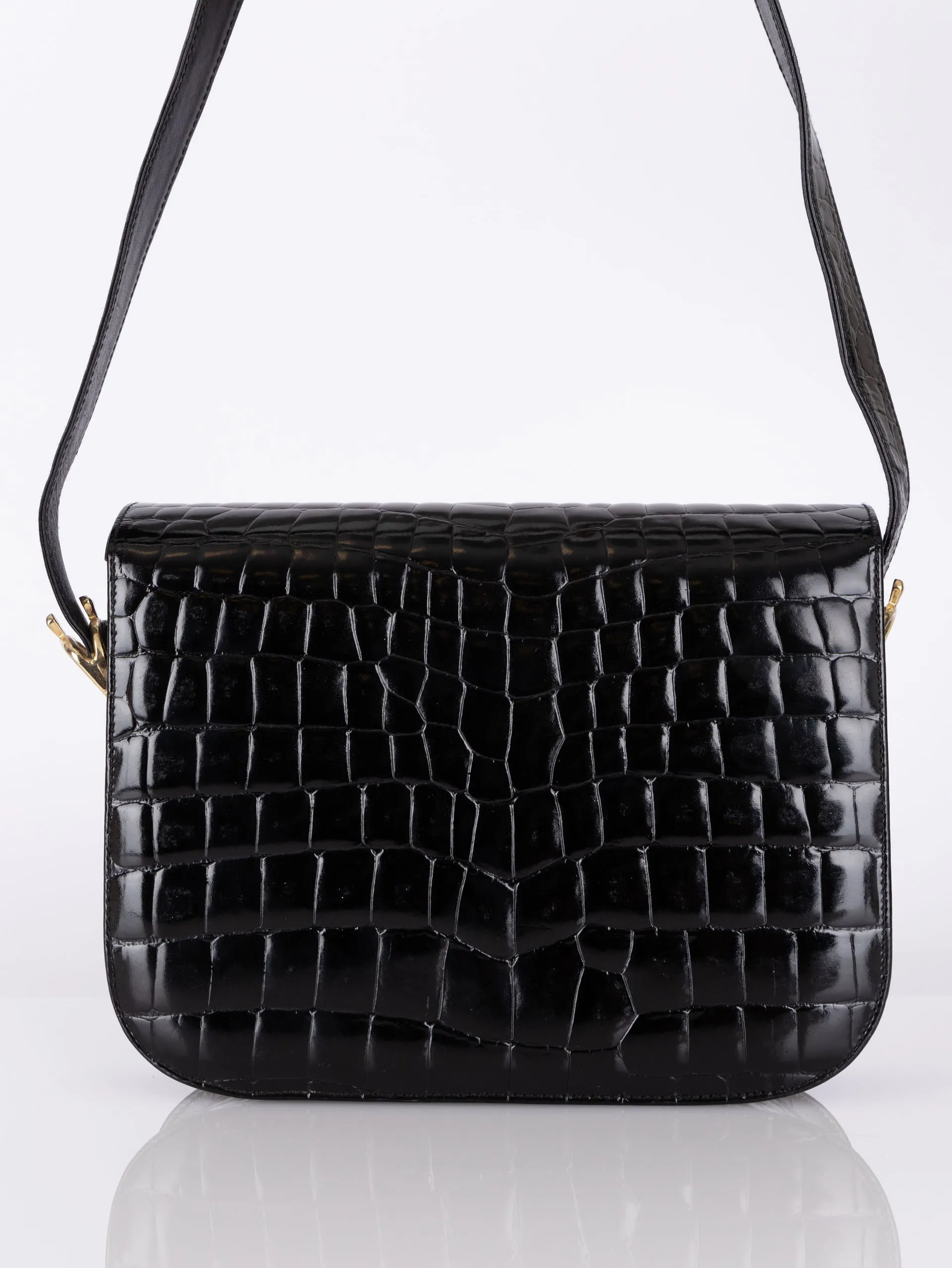 Celine Croc Embossed Triomphe Shoulder Bag