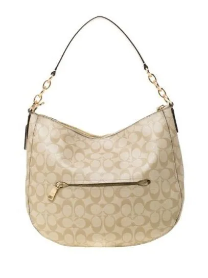 Coach Signature Canvas and Leather Elle Hobo Bag Beige F39527