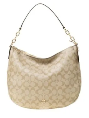 Coach Signature Canvas and Leather Elle Hobo Bag Beige F39527