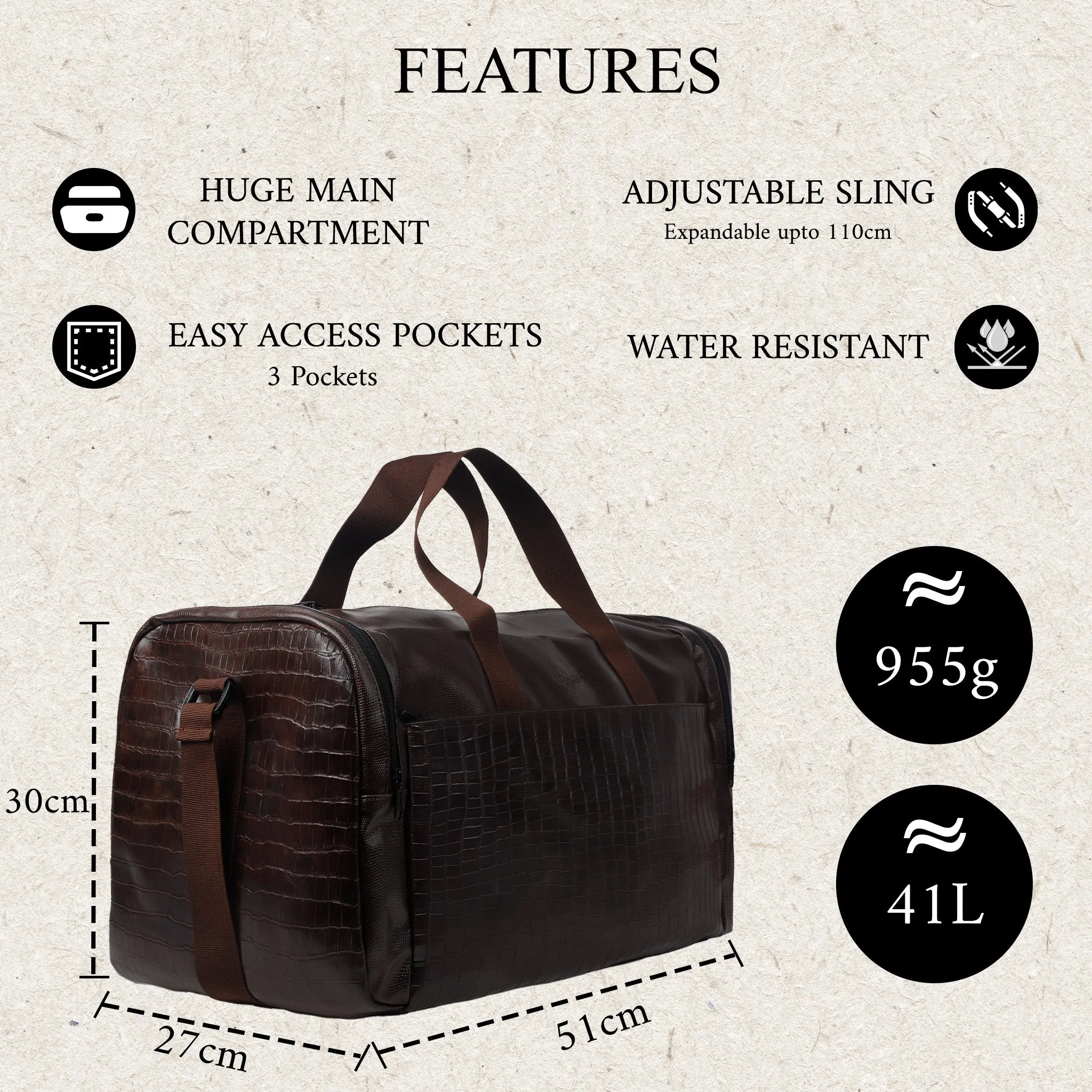 Cooper 41L Brown Duffel Bag