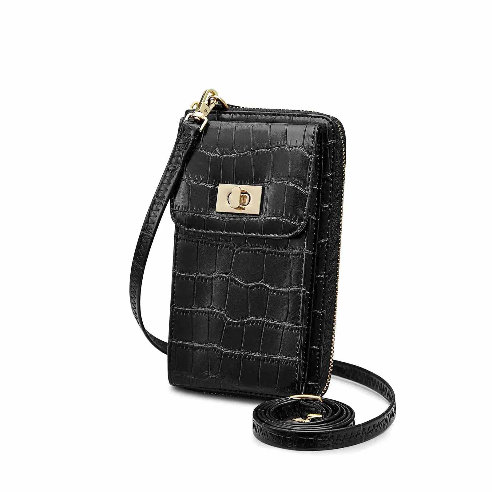 Crocodile Pattern RFID Blocking Cell Phone Purse