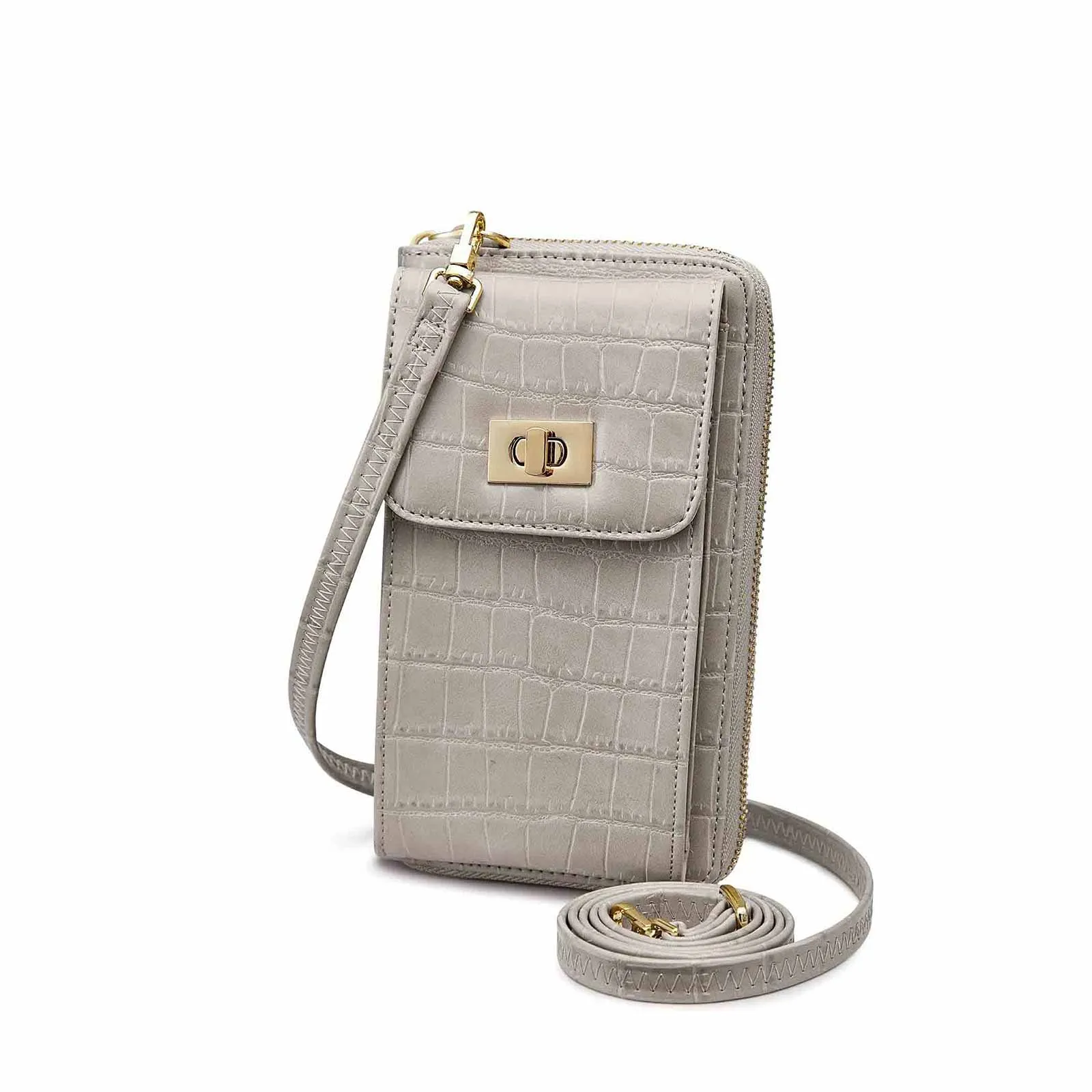 Crocodile Pattern RFID Blocking Cell Phone Purse