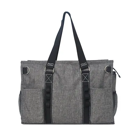 Crosshatch Gray NGIL Zippered Lined Caddy Organizer Tote Bag