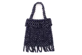 Dark blue faceted beads bag