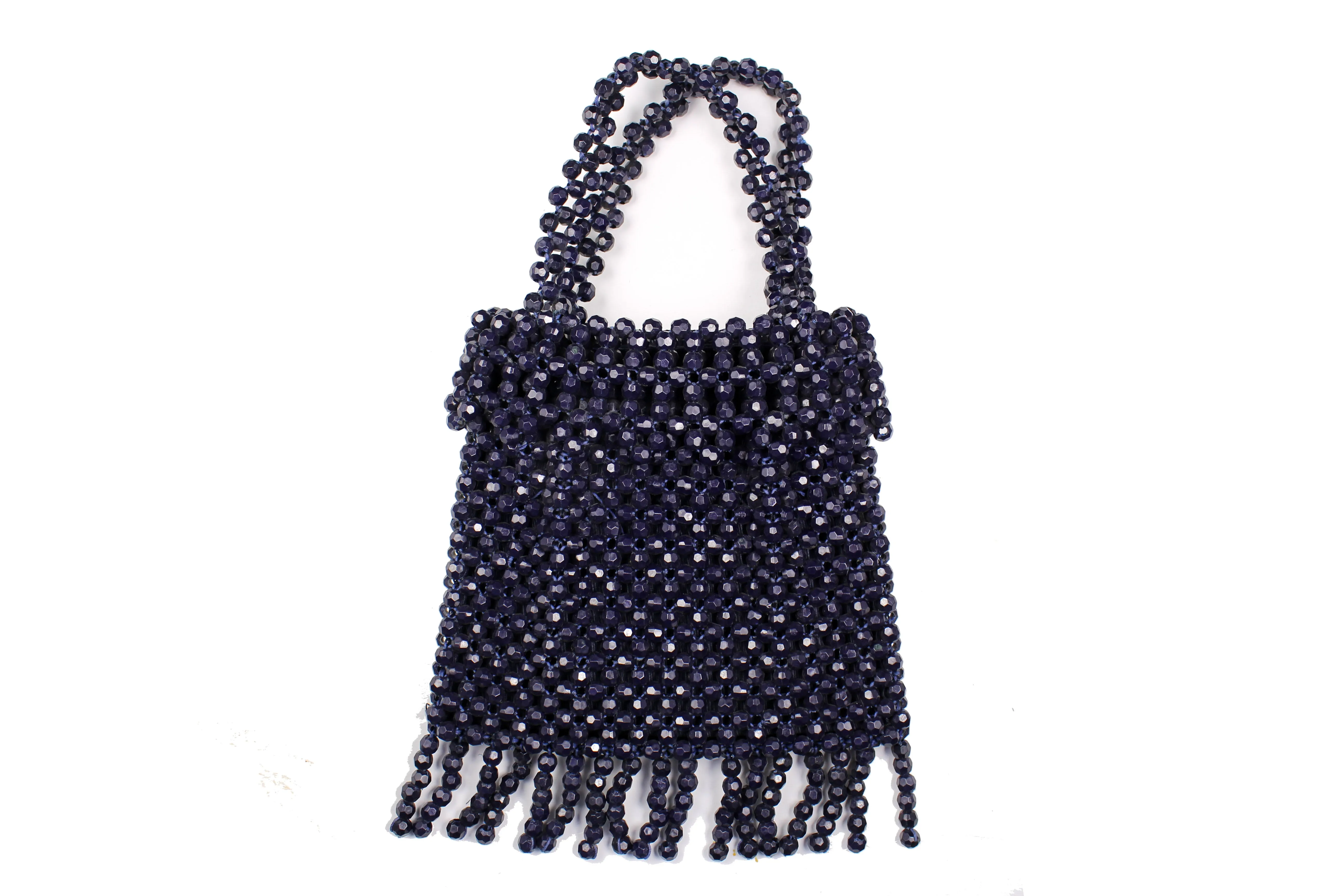 Dark blue faceted beads bag