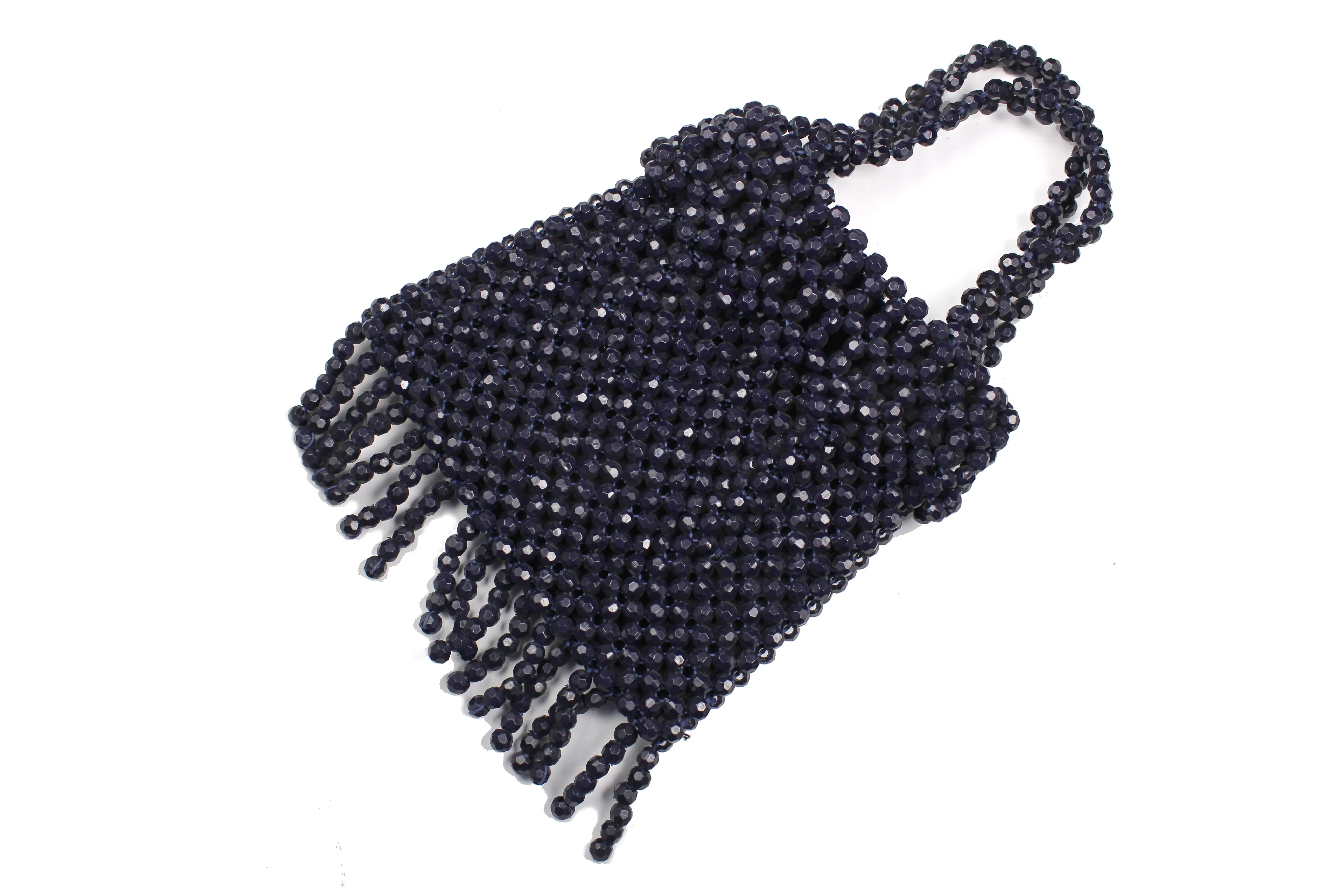 Dark blue faceted beads bag