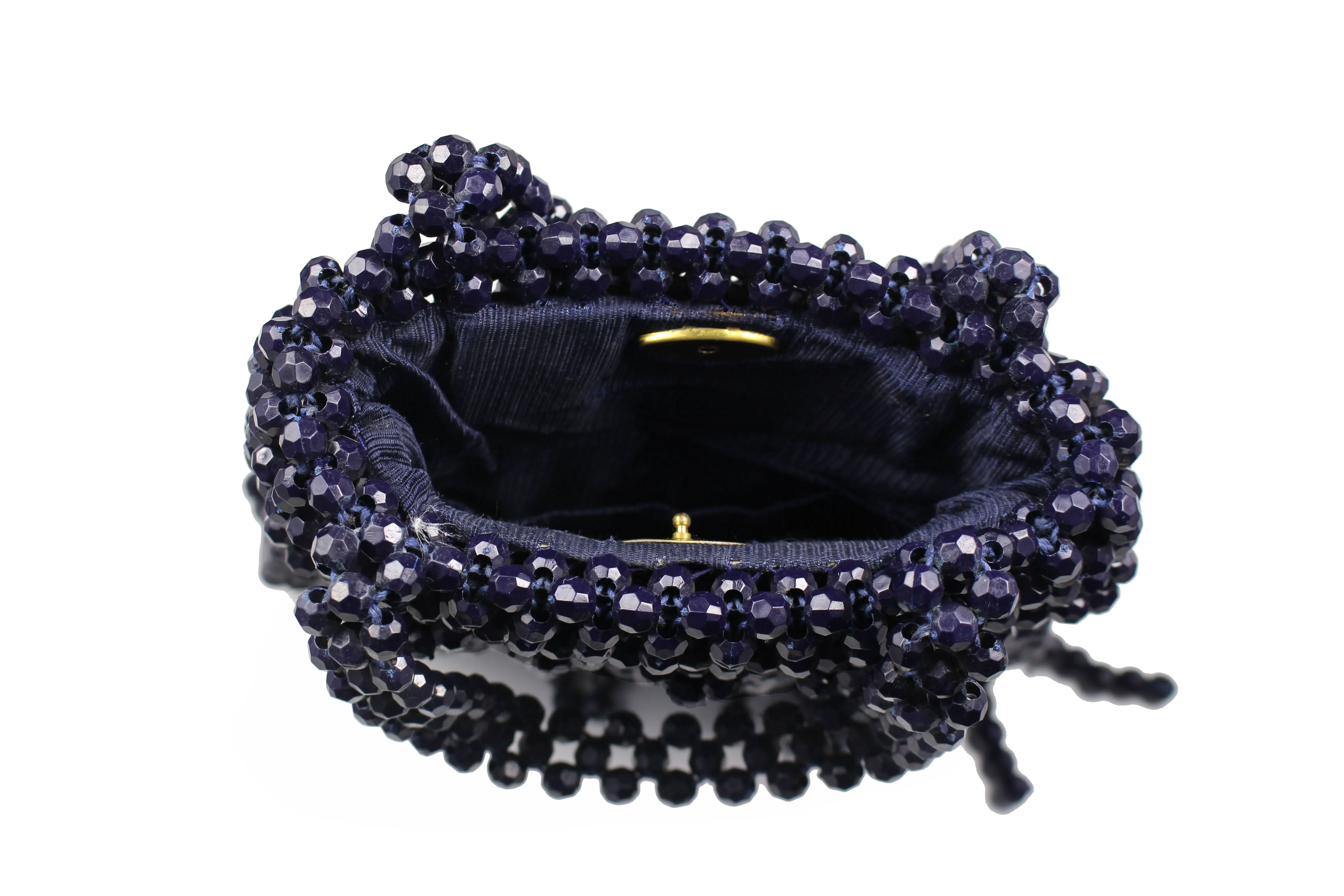 Dark blue faceted beads bag