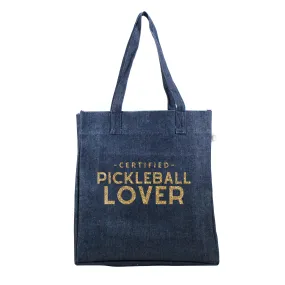 Denim Upright Bag with Gold Glitter Certified Pickleball Lover