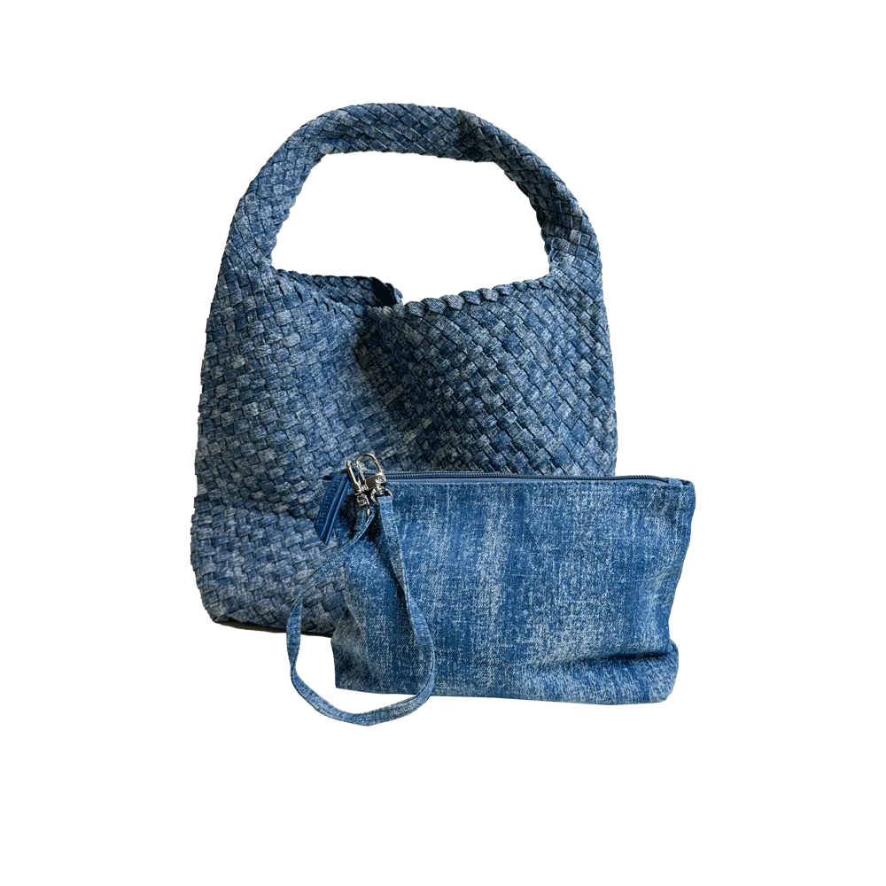 Diana Woven Denim Slouchy Shoulder Bag