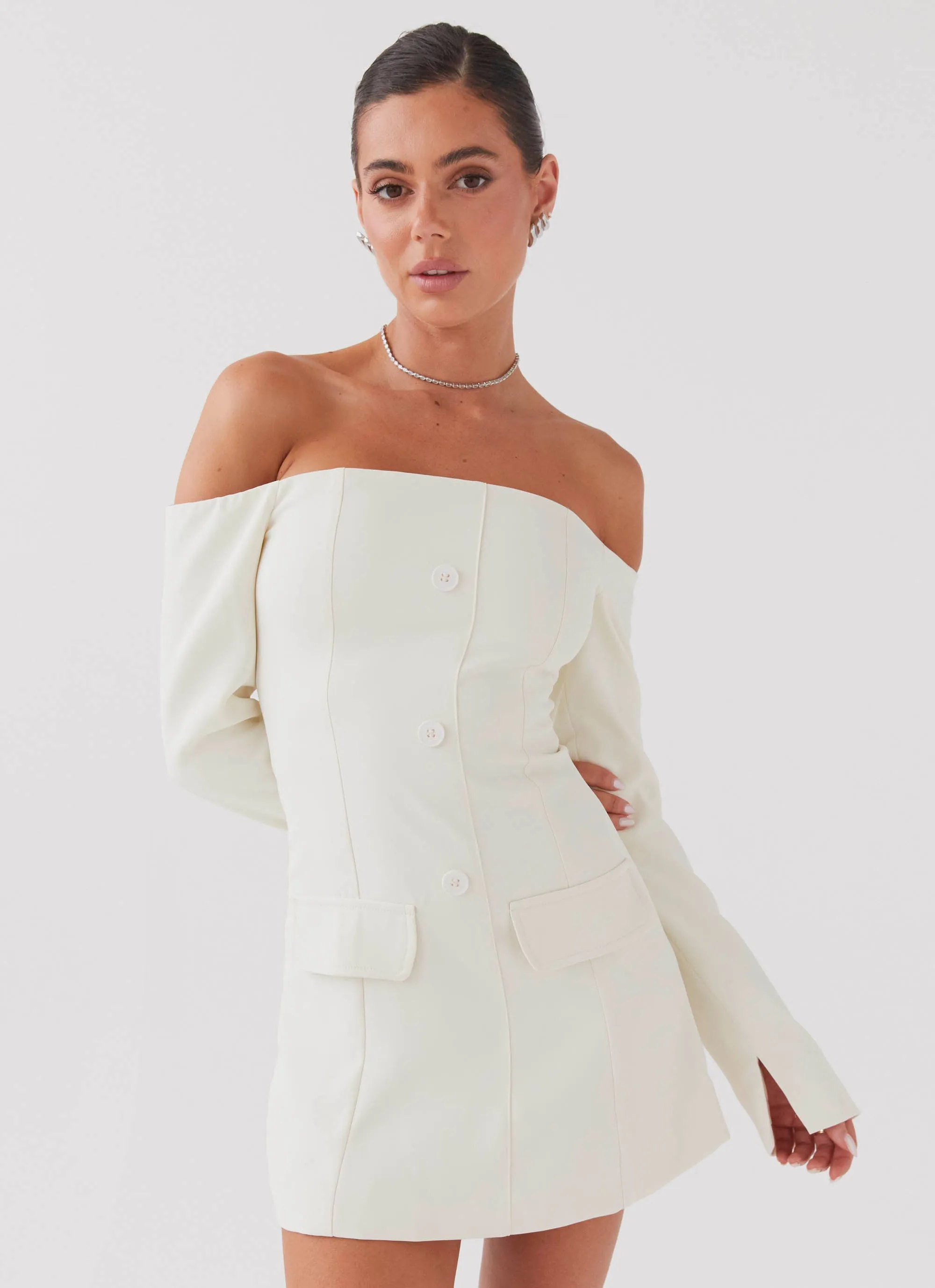 Dominique Blazer Mini Dress - Ivory