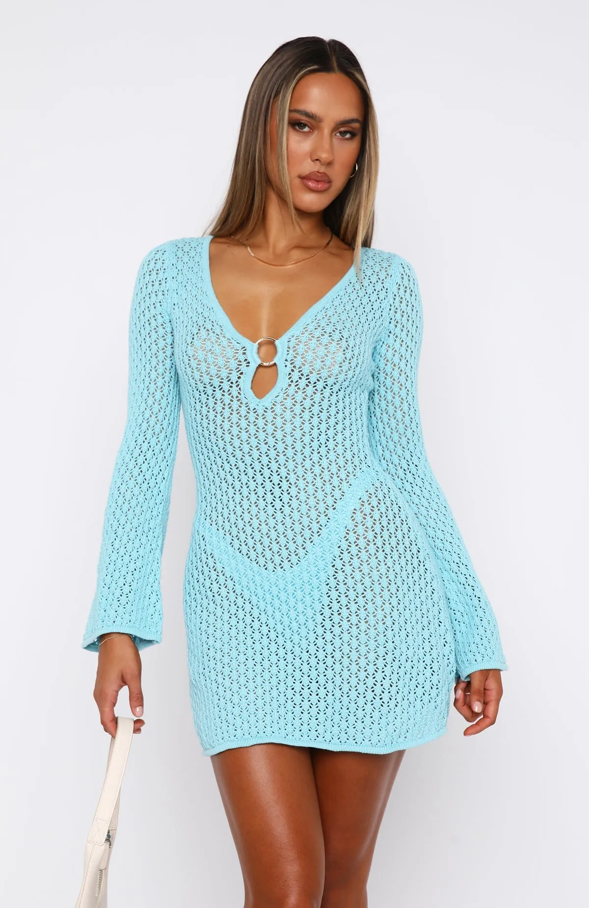 Dream State Long Sleeve Mini Dress Malibu Blue