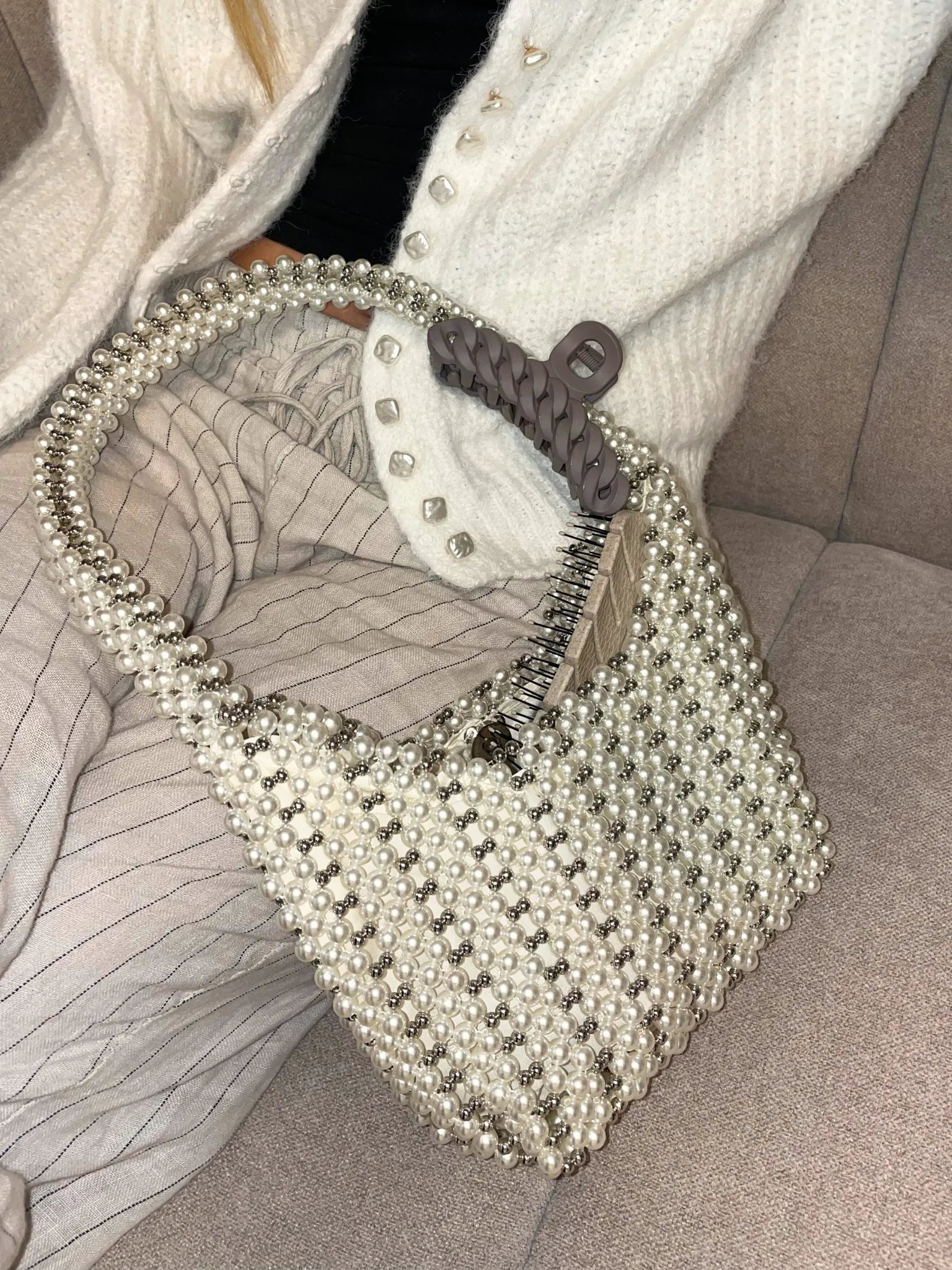 ELLE PEARL BAG - HVID