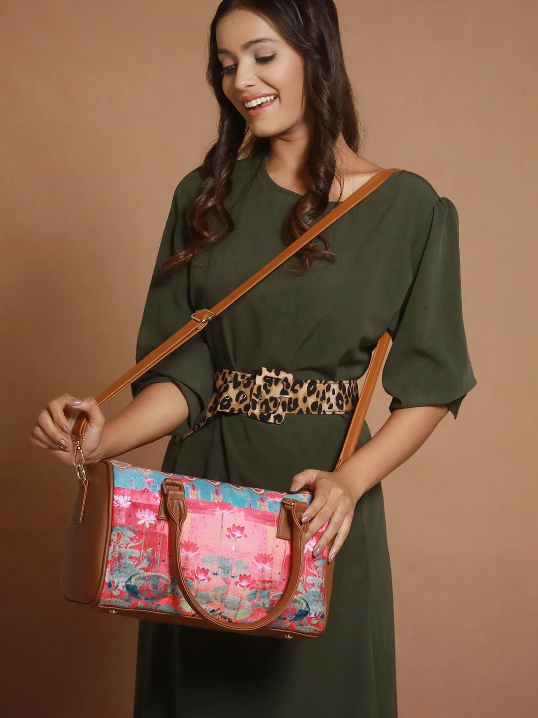 Ethnic Motifs Printed Structured Handheld Bag