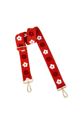 Floral Bag Strap - Red