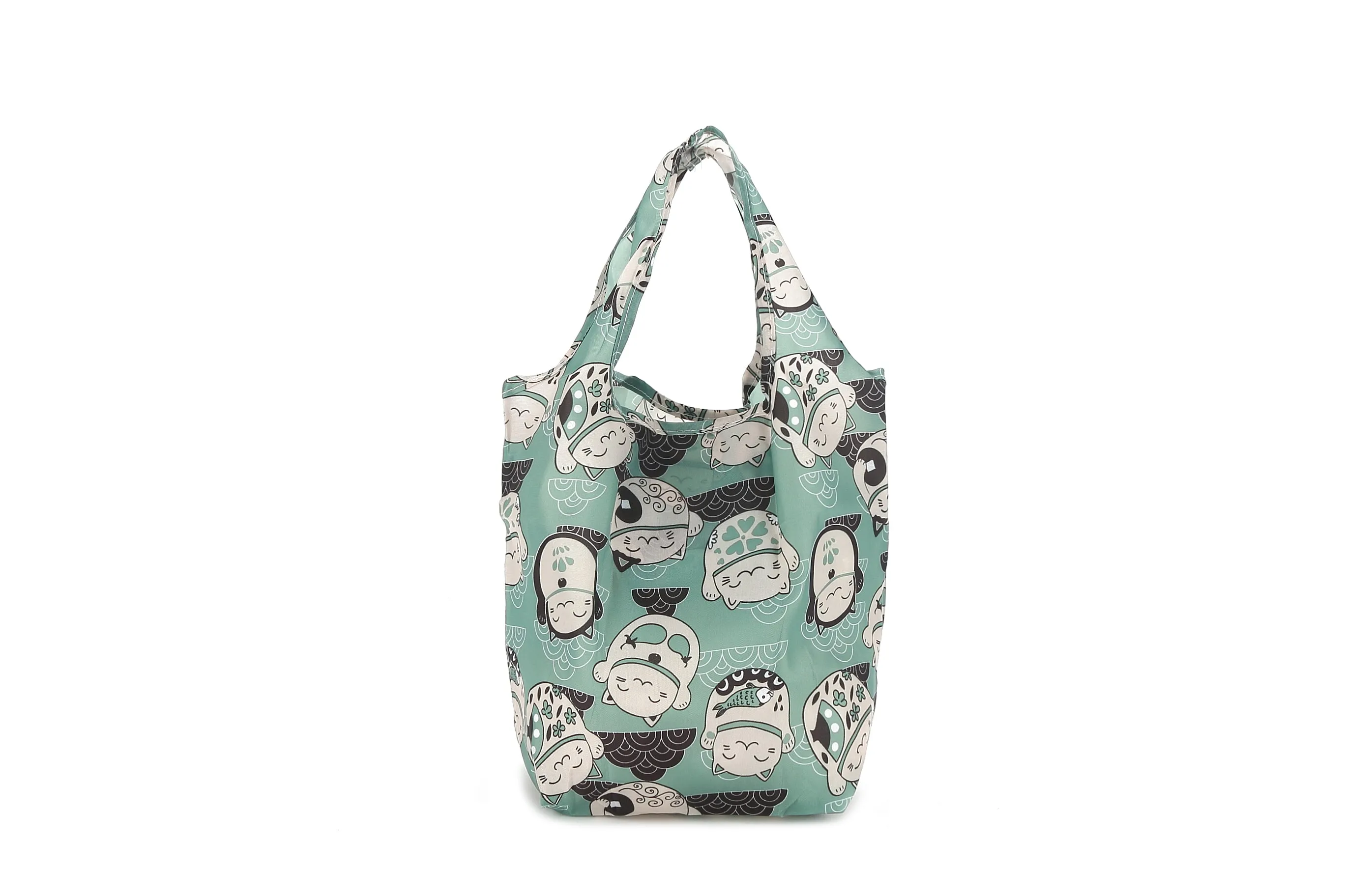 Foldable Bag Joy Lucky Cat Teal