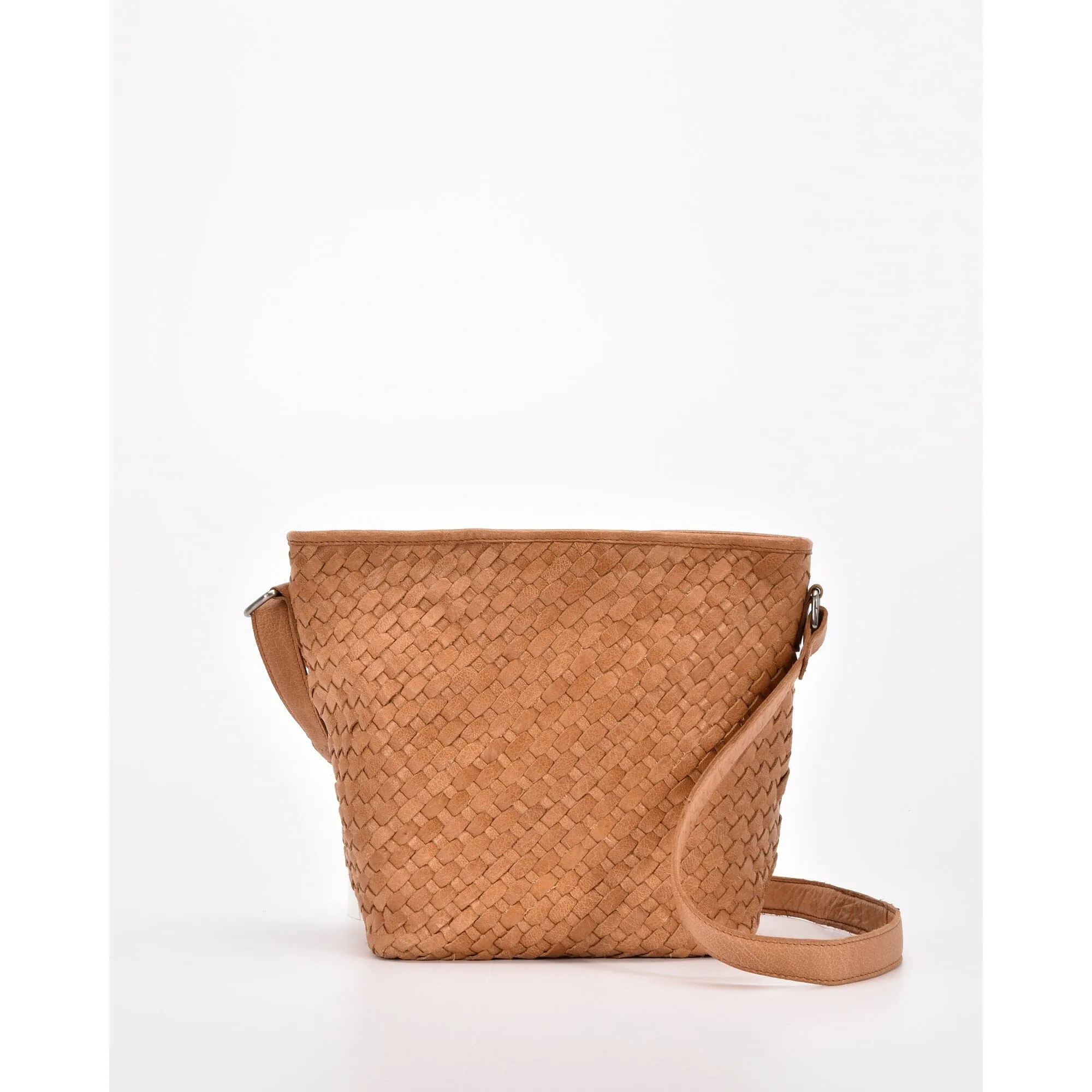 GABEE CANTERBURY WOVEN LEATHER BUCKET BAG