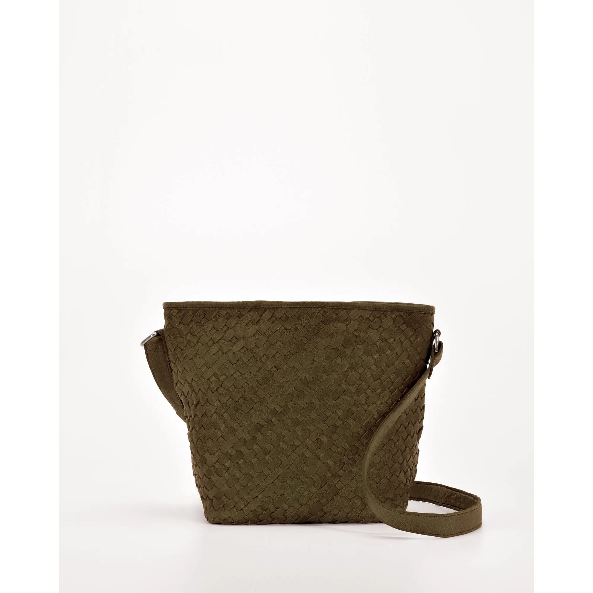 GABEE CANTERBURY WOVEN LEATHER BUCKET BAG