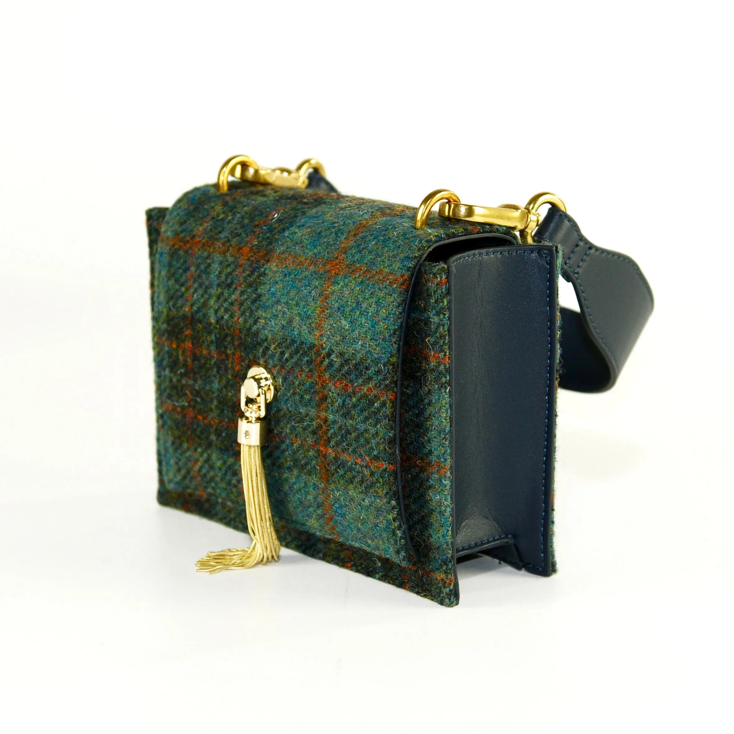 Harris Tweed Wool Tassel Clasp Bag,Scottish Handcrafted Bag-i7bags