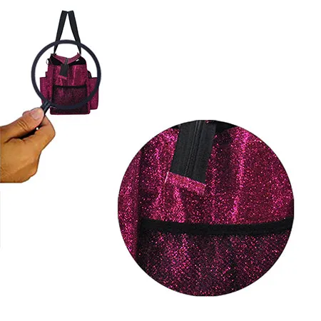 Hot Pink Glitter NGIL Zippered Lined Caddy Organizer Tote Bag