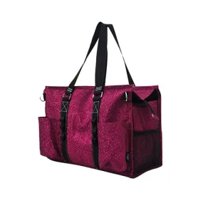 Hot Pink Glitter NGIL Zippered Lined Caddy Organizer Tote Bag