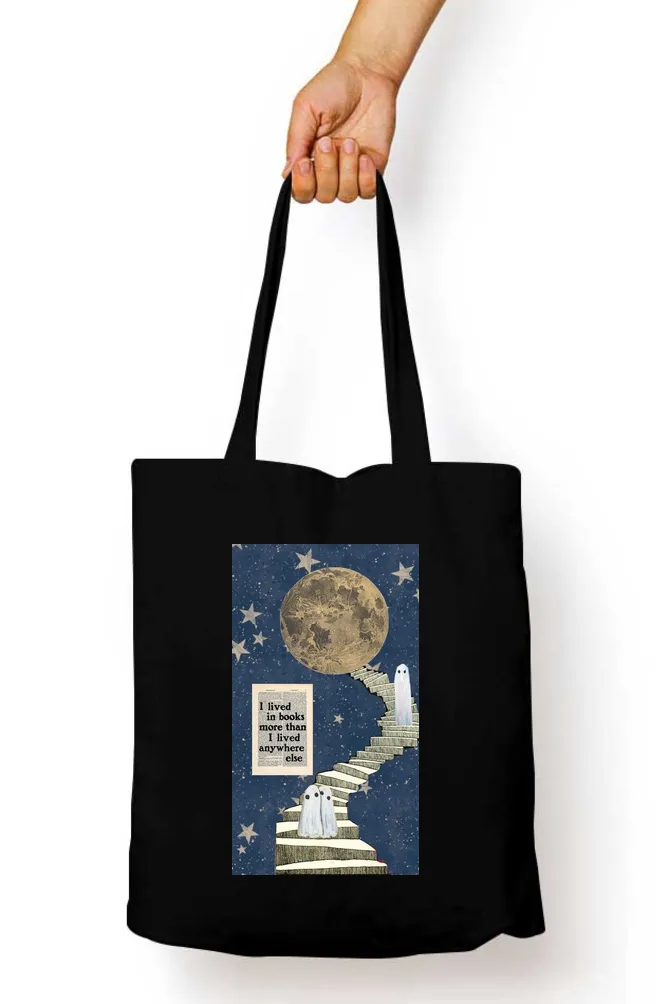 I Live in Books Abstract Tote Bag