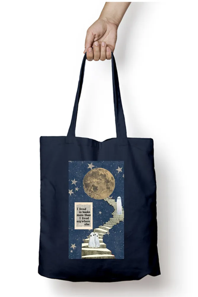 I Live in Books Abstract Tote Bag